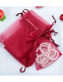 Fashion Wine Red (100 Batches For A Single Color) Organza Zipper Bag