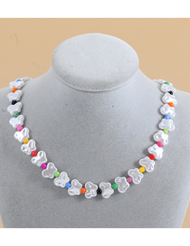 Fashion Color Colorful Rice Beads Pearl Butterfly Necklace