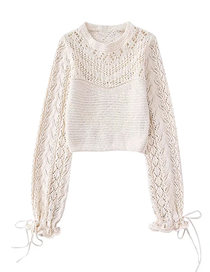 Fashion White Jacquard Mesh Knitted Top