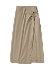 Fashion Khaki Woven Slit Skirt