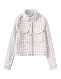 Fashion Coat Woven Houndstooth-breasted Jacket