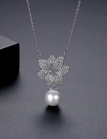 Fashion Silver Bronze Zirconium Camellia Necklace