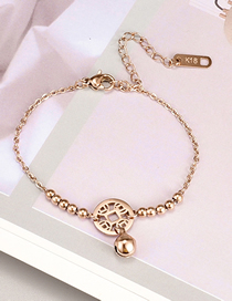 Fashion Rose Gold-20cm Titanium Steel Copper Coin Multi Ball Beaded Bracelet