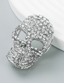 Fashion Silver Alloy Diamond Skull Brooch