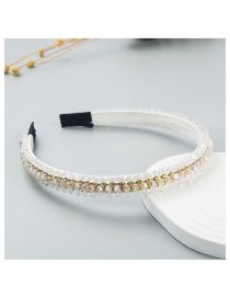 Fashion White Fabric Diamond-embellished Hairband