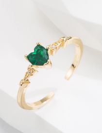 Fashion Love Brass Gold Plated Heart Zirconium Open Ring