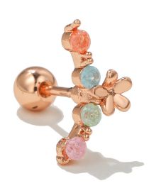 Fashion Rose Gold-4 Brass Diamond Geometric Piercing Stud Earrings