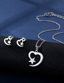Fashion Star Titanium Steel Heart Star Stud Necklace Set