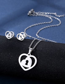 Fashion Love-2 Titanium Steel Heart Stud Necklace Set