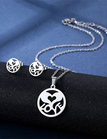Fashion Love-7 Titanium Steel Heart Stud Necklace Set