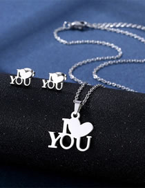 Fashion Love-9 Titanium Steel Heart Stud Necklace Set