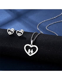 Fashion Love-3 Titanium Steel Heart Stud Necklace Set