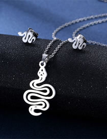 Fashion Serpentine Titanium Snake Stud Necklace Set