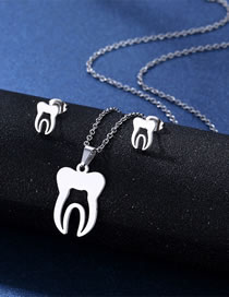 Fashion Teeth Titanium Teeth Stud Necklace Set