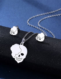 Fashion Skull Titanium Skull Stud Necklace Set