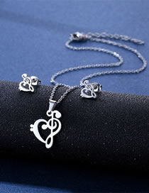 Fashion Love-3 Titanium Steel Heart Stud Necklace Set