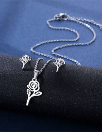 Fashion Rose Flower Titanium Rose Stud Necklace Set