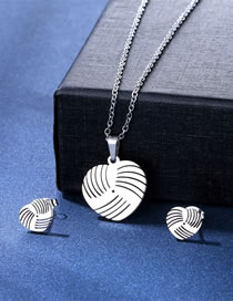 Fashion Love-11 Titanium Steel Heart Stud Necklace Set