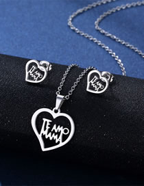 Fashion Love-14 Titanium Steel Heart Stud Necklace Set