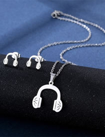 Fashion Earphone Titanium Steel Earphone Stud Necklace Set