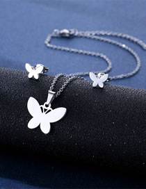 Fashion Butterfly Titanium Butterfly Stud Necklace Set