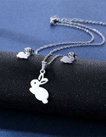 Fashion Rabbit Titanium Steel Bunny Stud Necklace Set