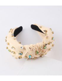 Fashion Creamy-white Fabric Diamond Knotted Headband