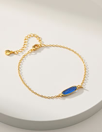 Fashion Blue Copper Gold Plated Geometric Glass Diamond Bracelet