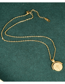 Fashion Gold Titanium Geometric Medal Necklace