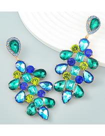 Fashion Blue-green Alloy Diamond Geometric Drop Earrings