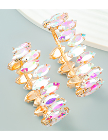 Fashion Ab Color Alloy Diamond Willow Leaf Round Earrings