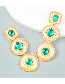 Fashion Green Alloy Diamond Geometric Acrylic Multilayer Drop Earrings