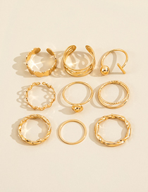 Fashion Gold Alloy Heart Chain Cutout Geometric Ring Set