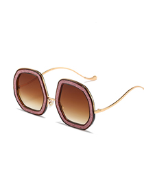 Fashion Tea Frame Double Tea Slices Pc Glitter Large Frame Sunglasses