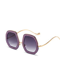 Fashion Purple Frame Double Gray Film Pc Glitter Large Frame Sunglasses