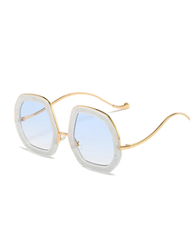 Fashion White Frame Blue Film Pc Glitter Large Frame Sunglasses