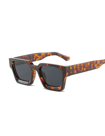Fashion Leopard Frame Grey Sheet Large Square Frame Sunglasses