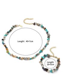 Fashion Mixed Color Suit Geometric Gravel Beaded Bracelet Necklace Set
