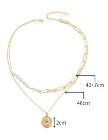 Fashion Coin Alloy Portrait Round Plate Double Layer Necklace