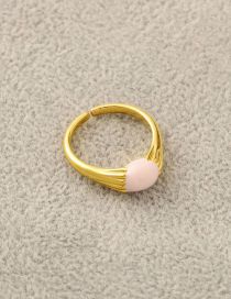 Fashion Gold + Pink Solid Copper Geometric Glossy Open Ring