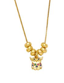 Fashion C Brass Diamond Owl Necklace