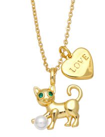 Fashion Kitten Solid Copper Diamond Puppy Love Necklace
