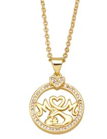 Fashion D Bronze Diamond Heart Mom Necklace