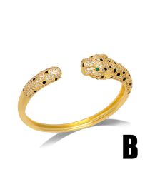Fashion B Brass Diamond Leopard Head Open Bracelet