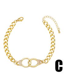 Fashion C Brass Diamond Handcuffs Bracelet