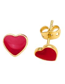 Fashion Red Geometric Drop Oil Love Stud Earrings