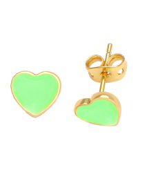 Fashion Green Geometric Drop Oil Love Stud Earrings