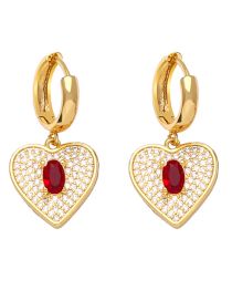 Fashion Red Geometric Zirconium Heart Earrings