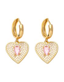Fashion Pink Geometric Zirconium Heart Earrings