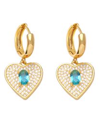 Fashion Light Blue Geometric Zirconium Heart Earrings